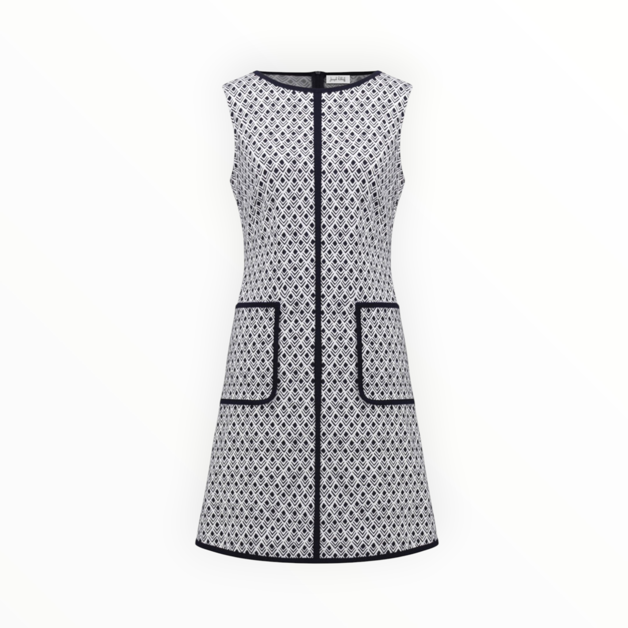Joseph Ribkoff Mini Shift Dress With Pockets - Vanilla/Midnight Blue