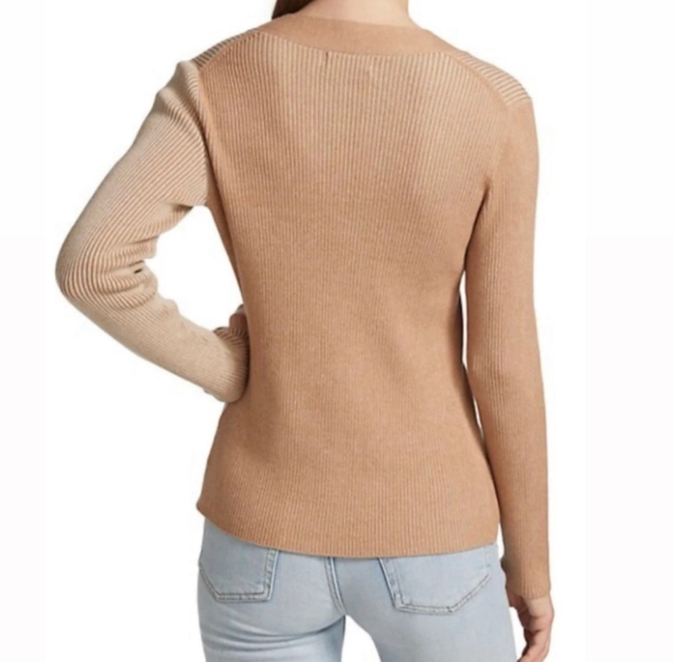 Naadam Ribbed Reversible Twist Front Top - Oatmeal Combo