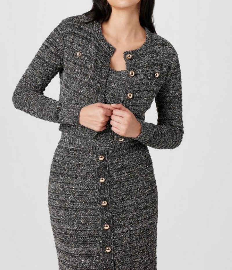 Toccin Miller L/S Crew Neck Cardigan - Charcoal Multi