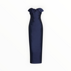 Badgley Mischka Strapless Bow Gown - Navy