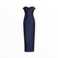Badgley Mischka Strapless Bow Gown - Navy