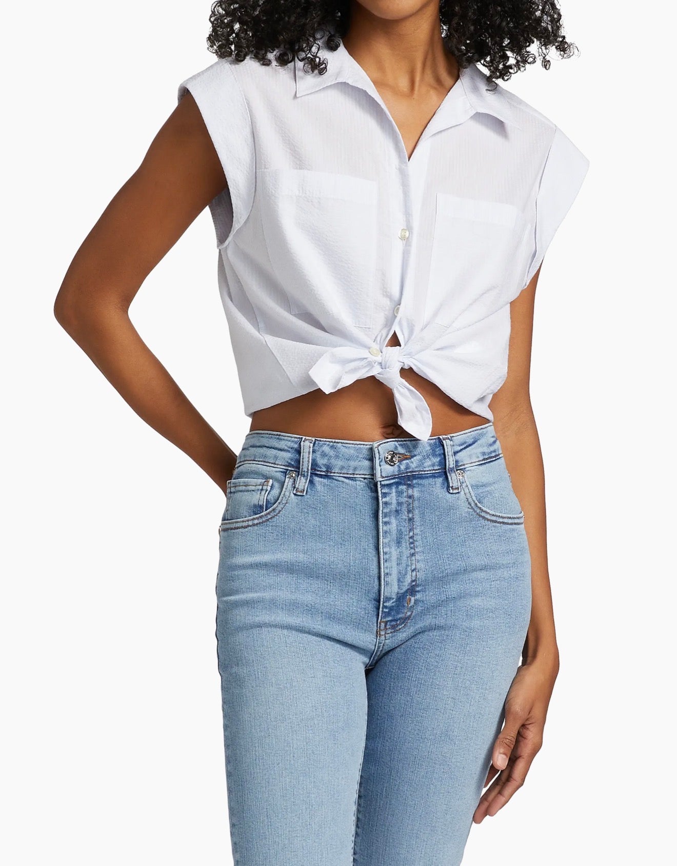 Frame The Seersucker Leisure Shirt - Light Chambray Multi