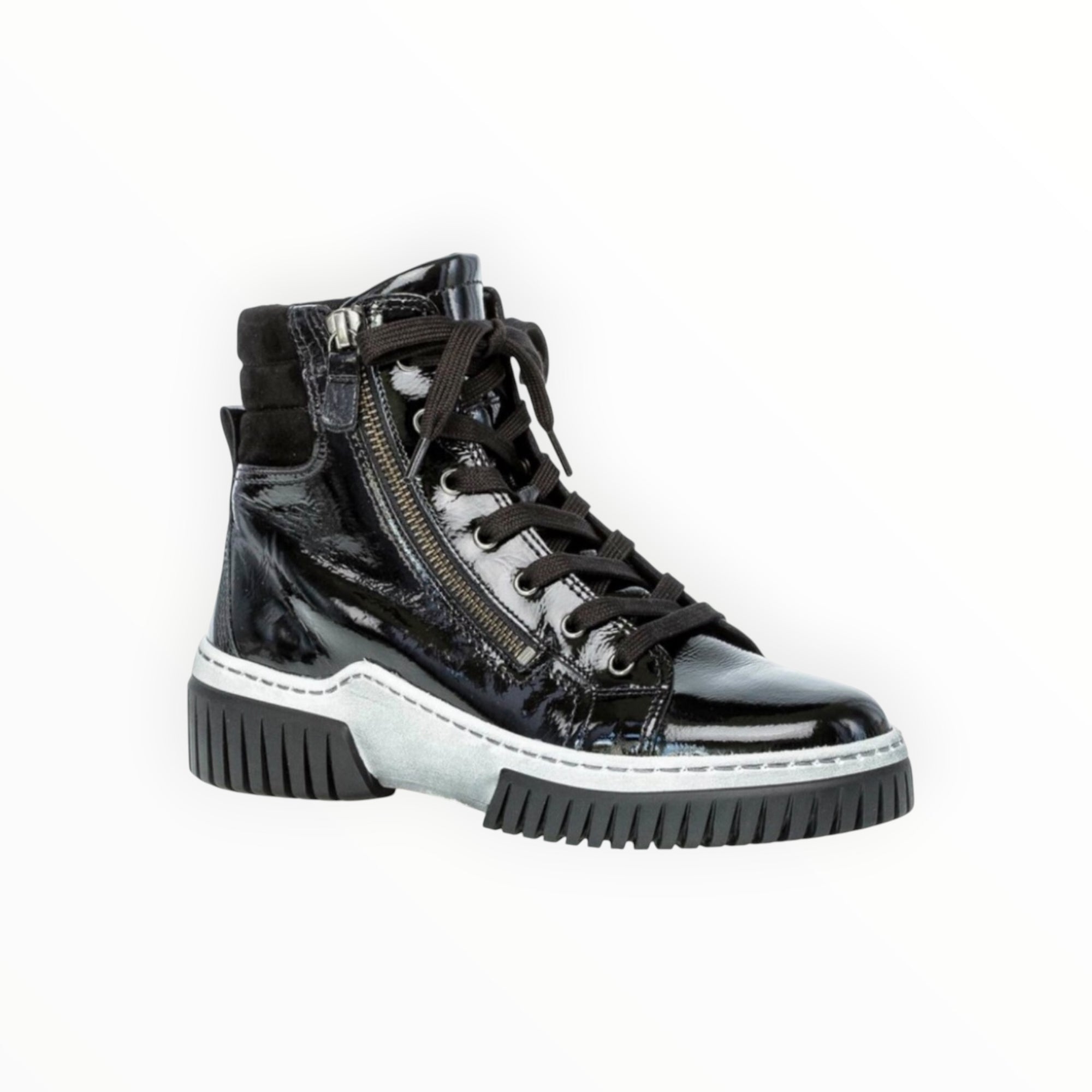 Gabor 93761-97 High Top Sneaker - Black Patent