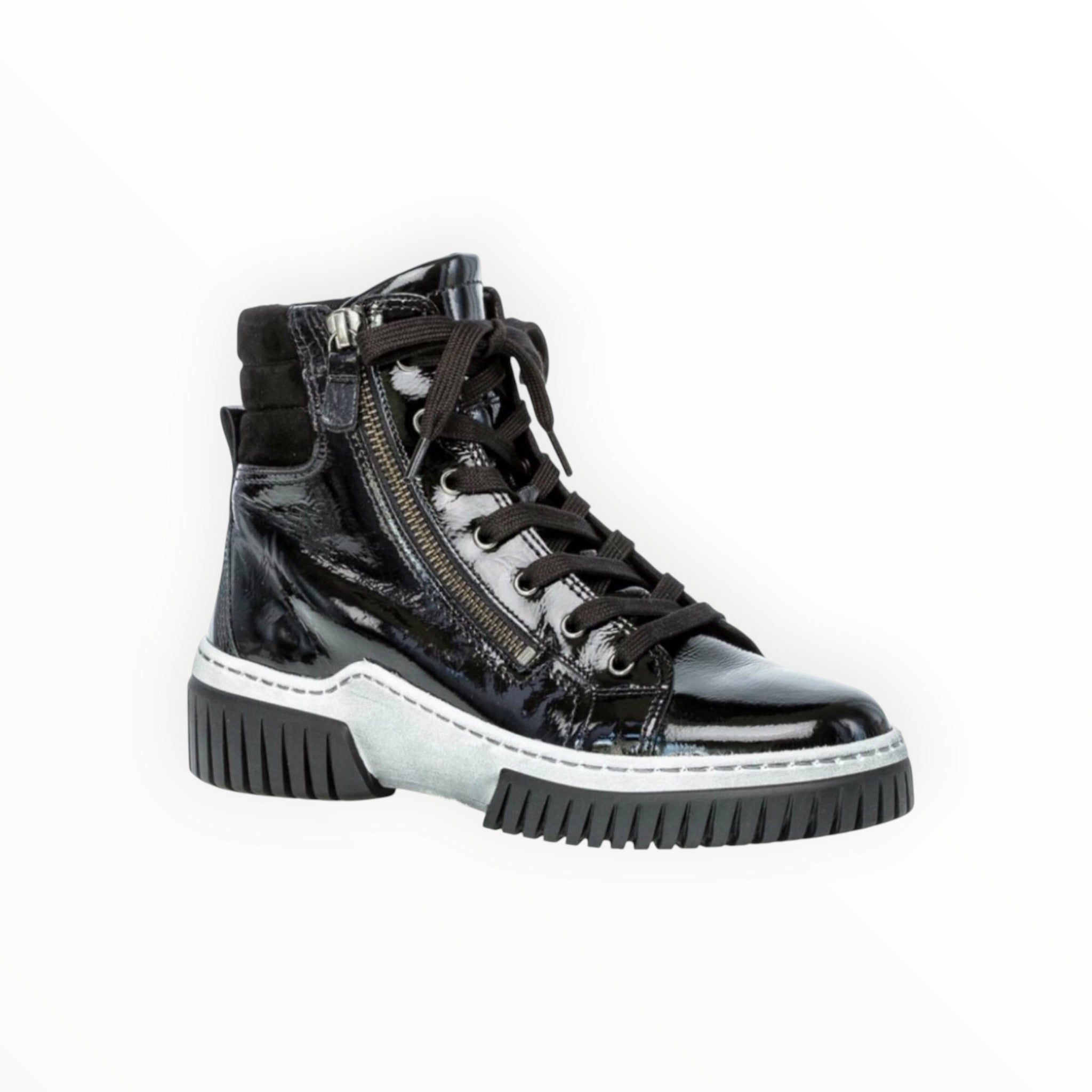 Gabor 93761-97 High Top Sneaker - Black Patent