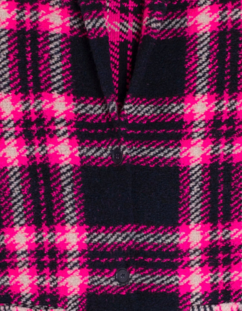 Vilagallo Claudia Coat - Navy/Blue/Pink Plaid
