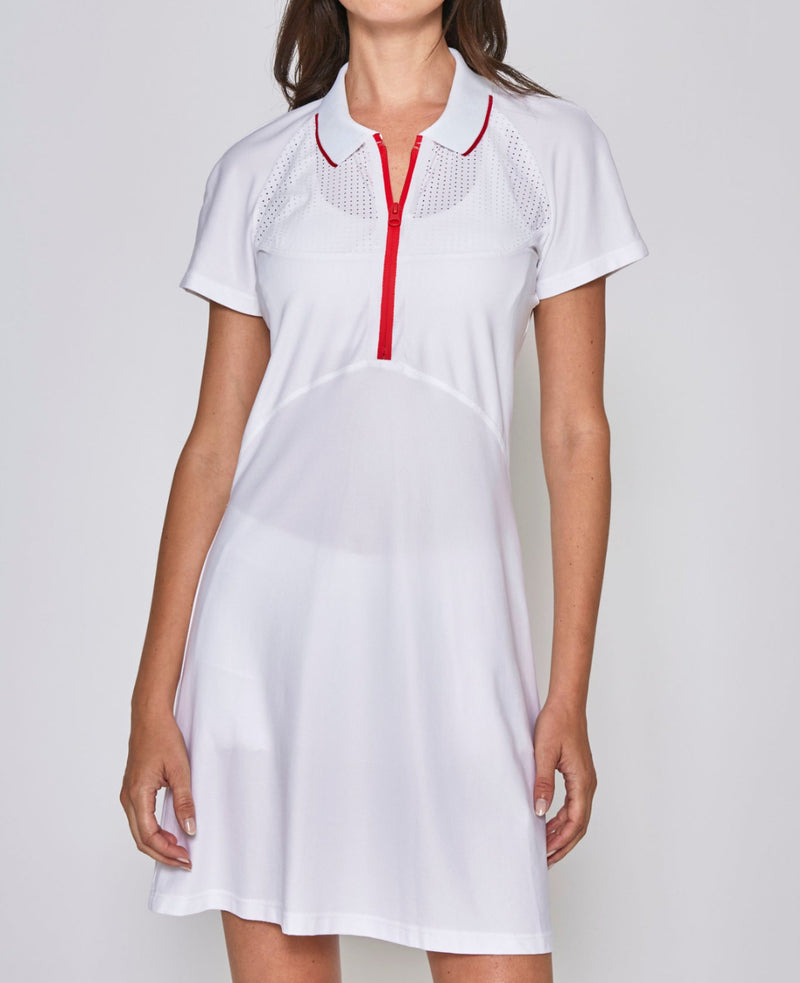 L'Etoile Sport Mesh Zip Performance Dress - White
