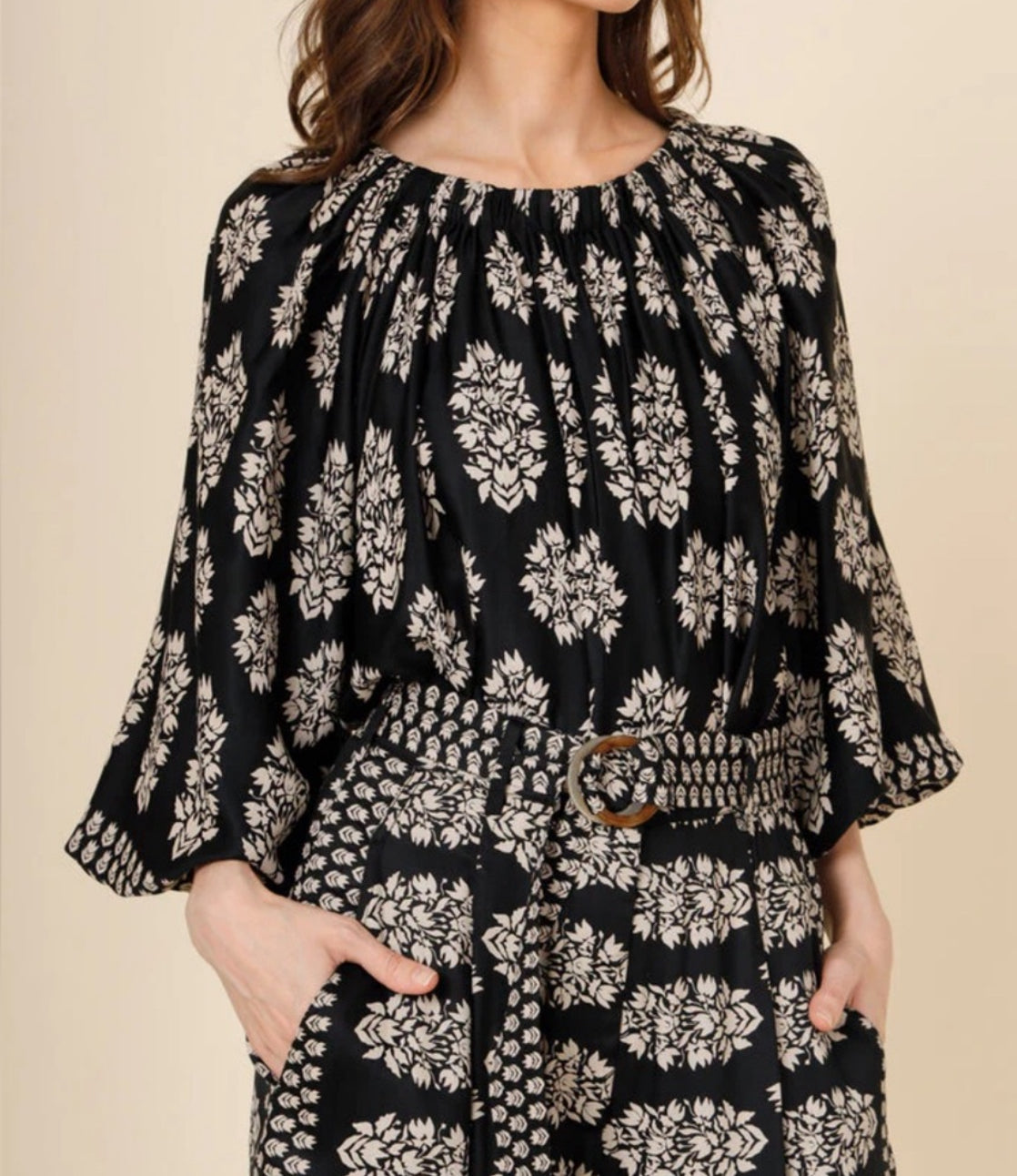 Omika Fitzgerald Blouse - Adia Obsidian