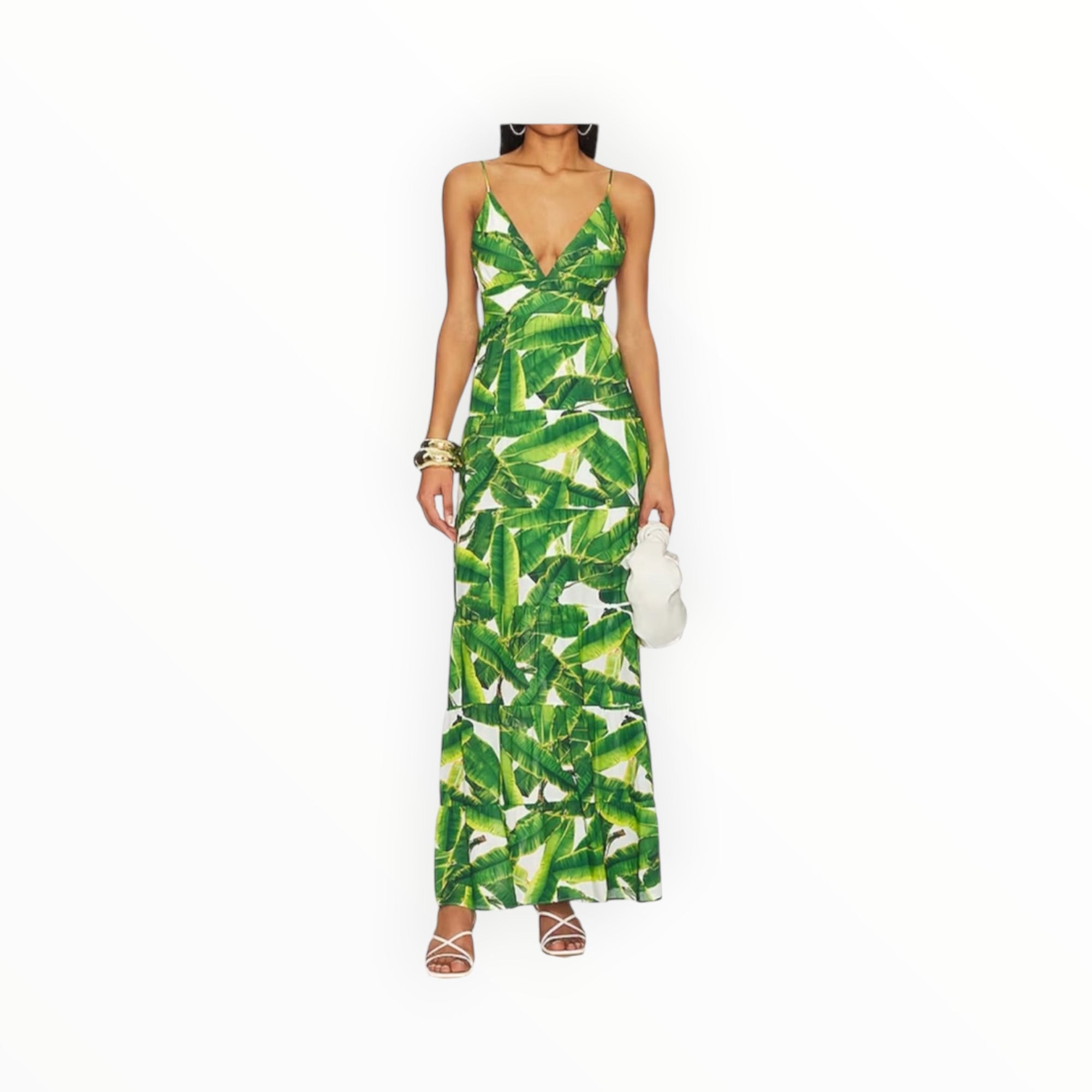 alice + olivia Karolina Halter Dress - Sun Palm/Off White