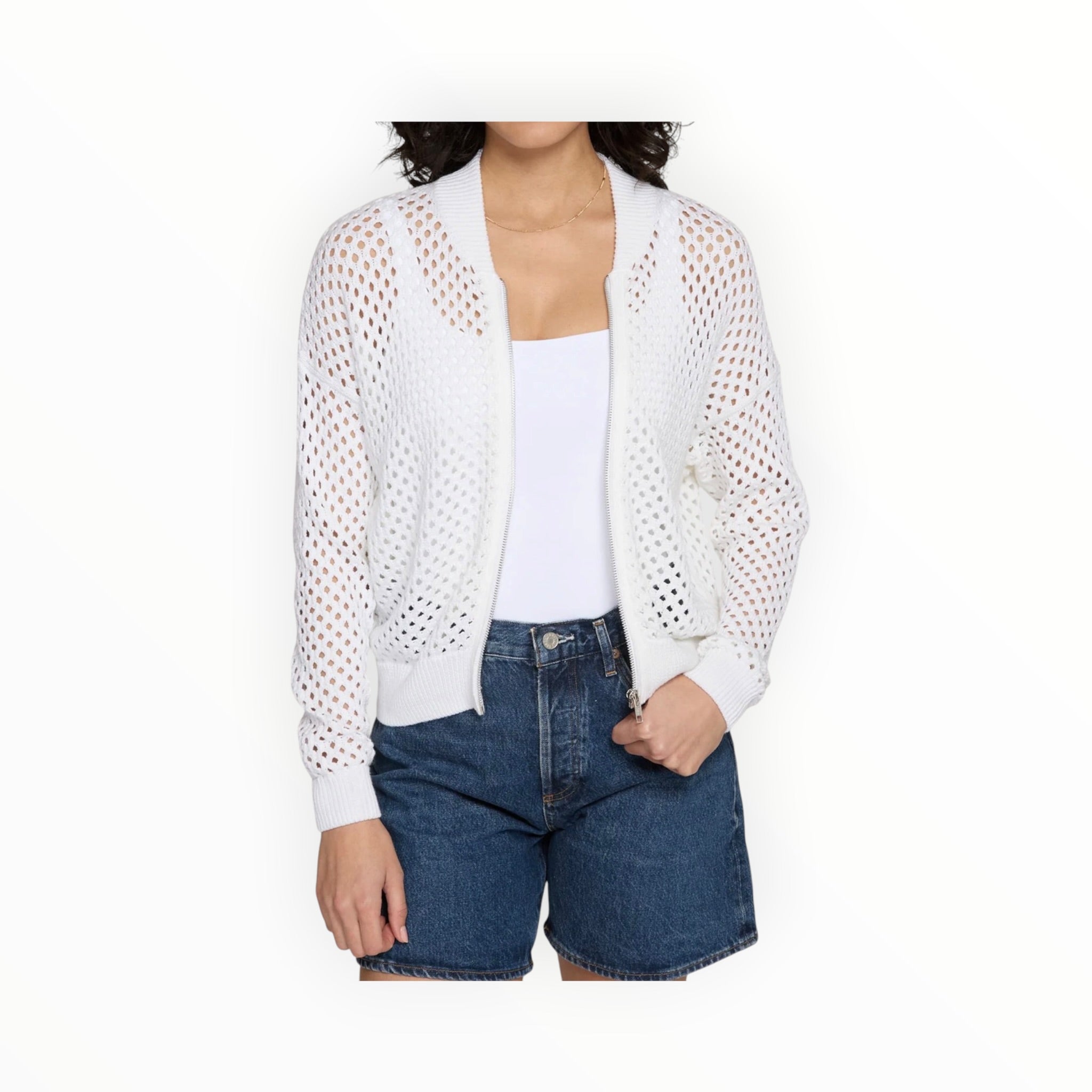 Autumn Cashmere Mesh Bomber - Bleach White