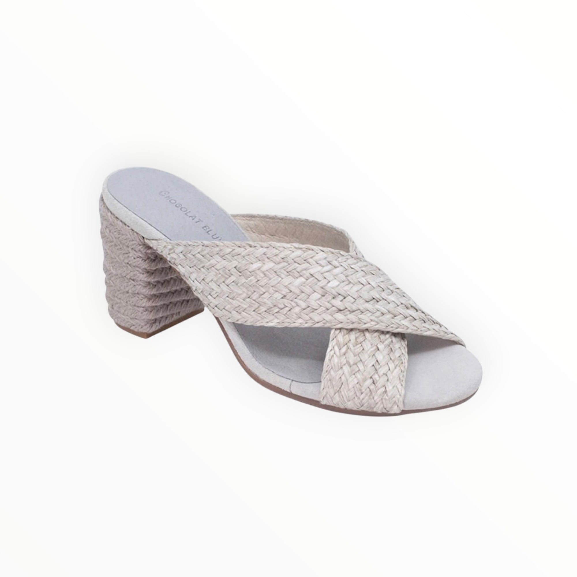 Chocolate Blu Clara Sandal - Light Grey Raffia