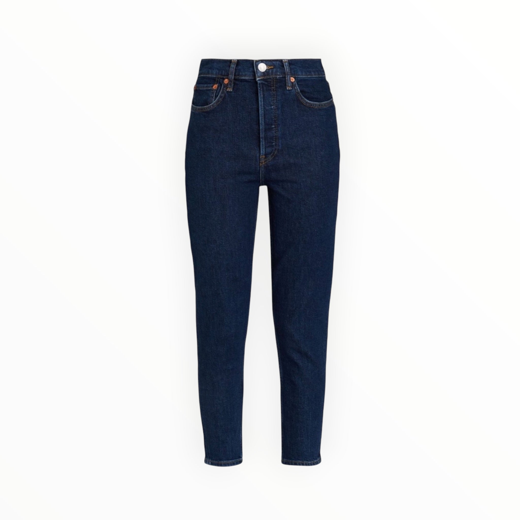 Re/Done The 90s High Rise Ankle Crop - Dark Rinse
