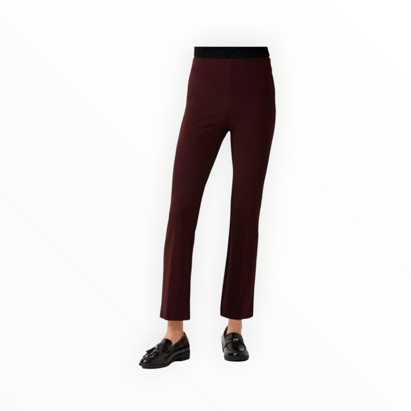 ecru Prince Cropped Flare Leg - Burgundy