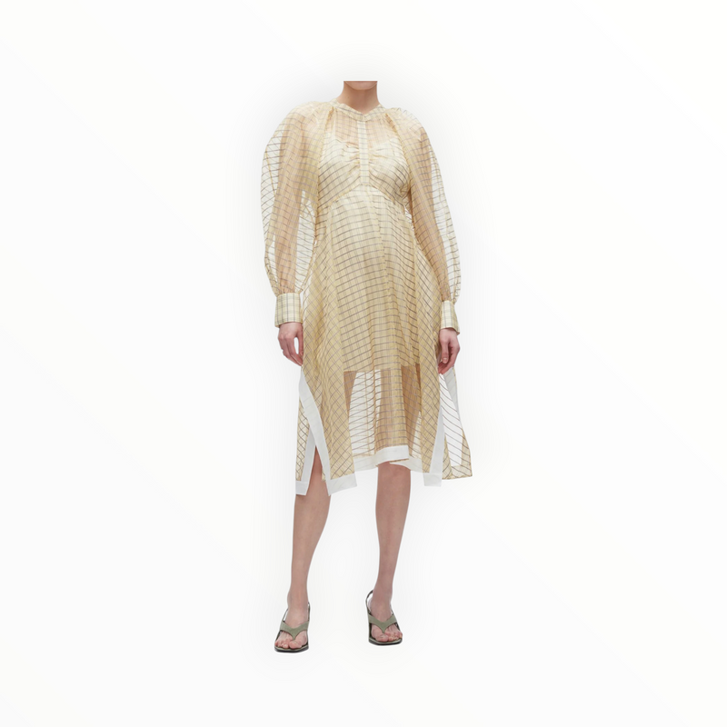 3.1 Phillip Lim Plaid Organza Flounce Hem Dress - Hay Multi