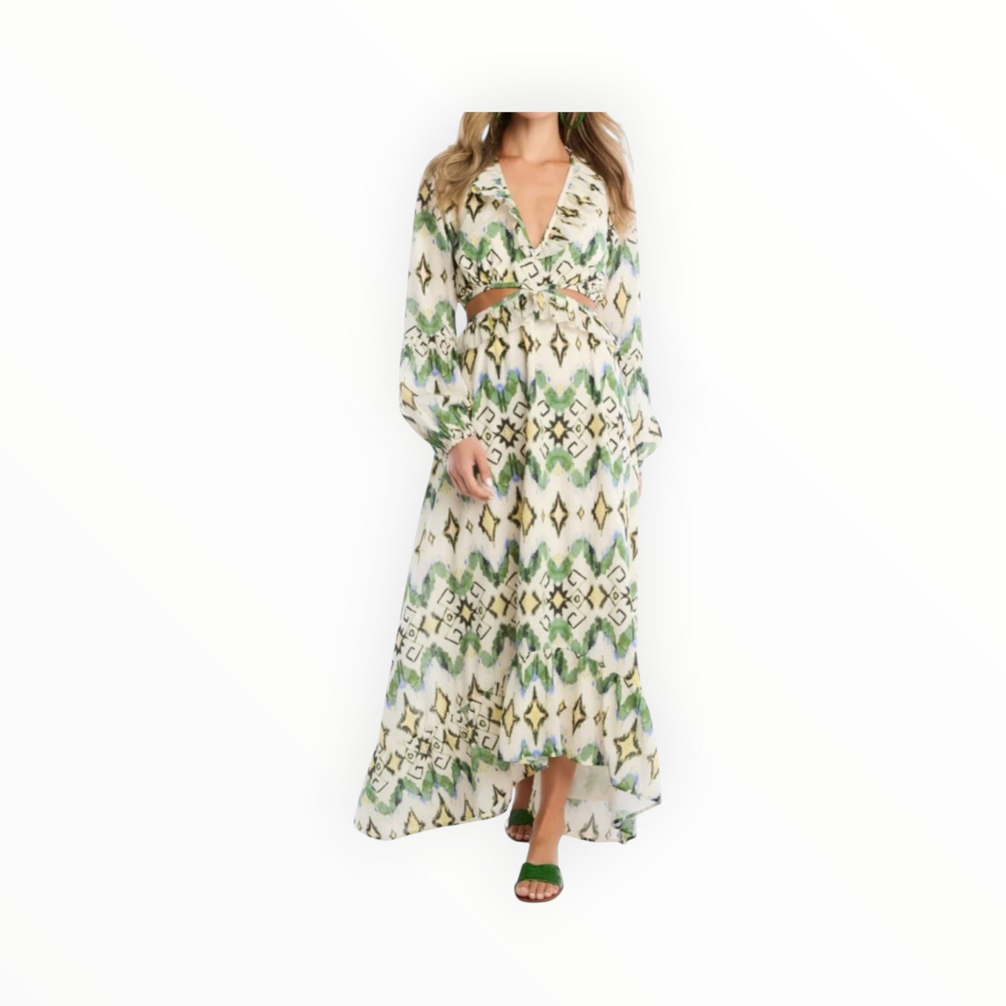 Allison New York Green Ikat Print Everly Maxi Dress