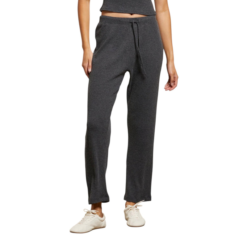 perfectwhitetee Remi Sweater Rib Drawstring Pants - Charcoal