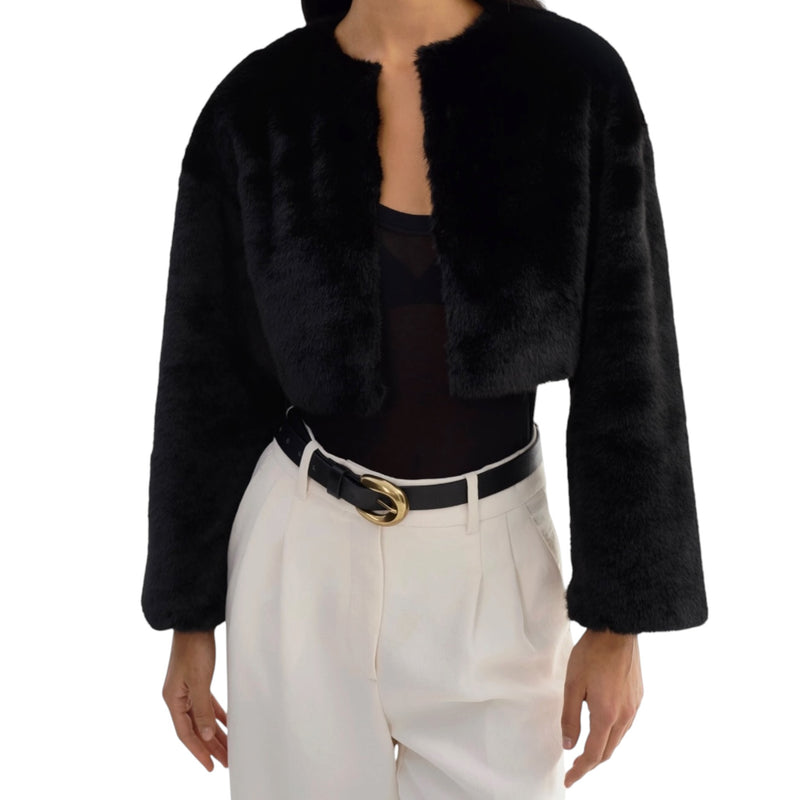 Lamarque Rowdie Faux Fur Jacket - Black