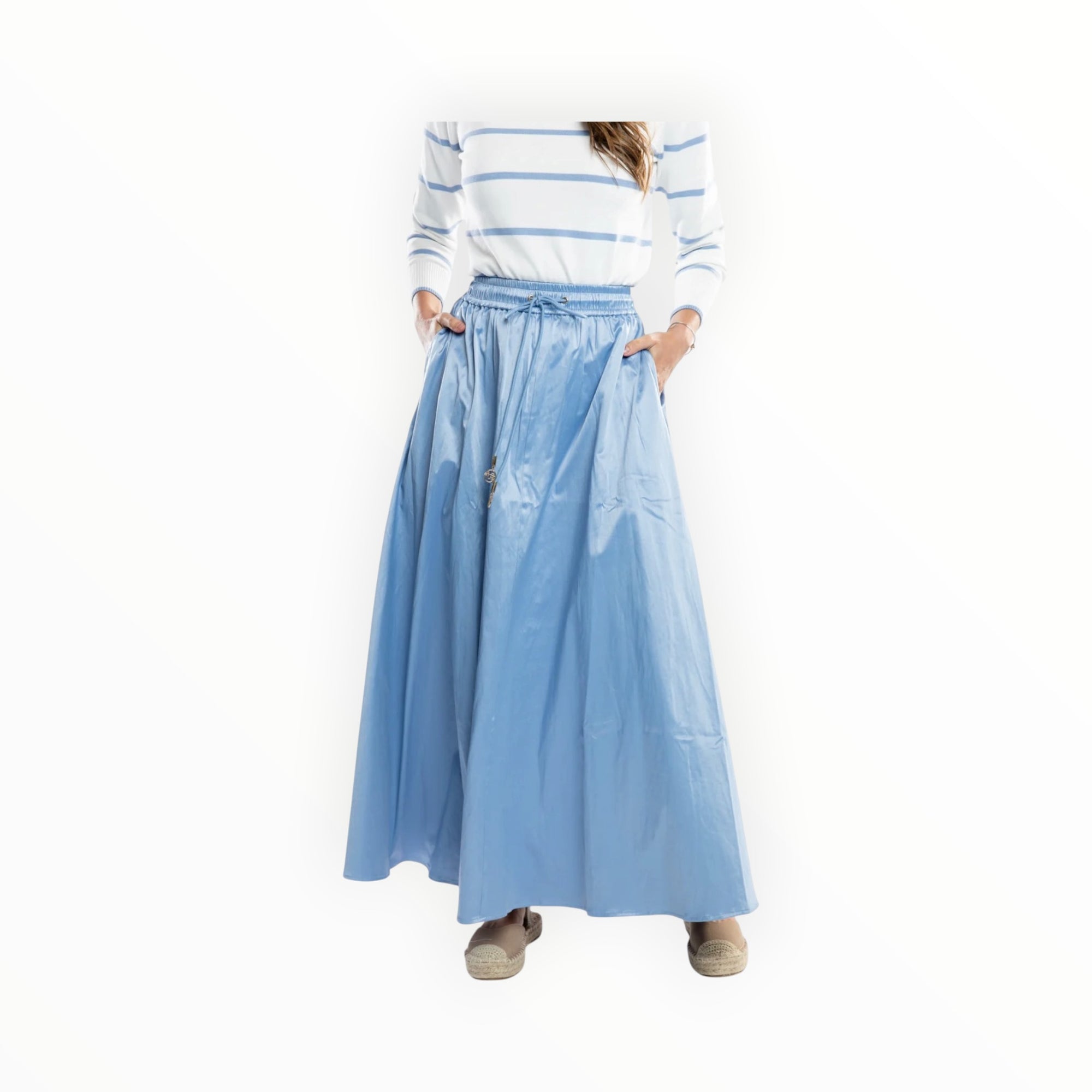 Burgess Serena Satin Skirt - Blueberry