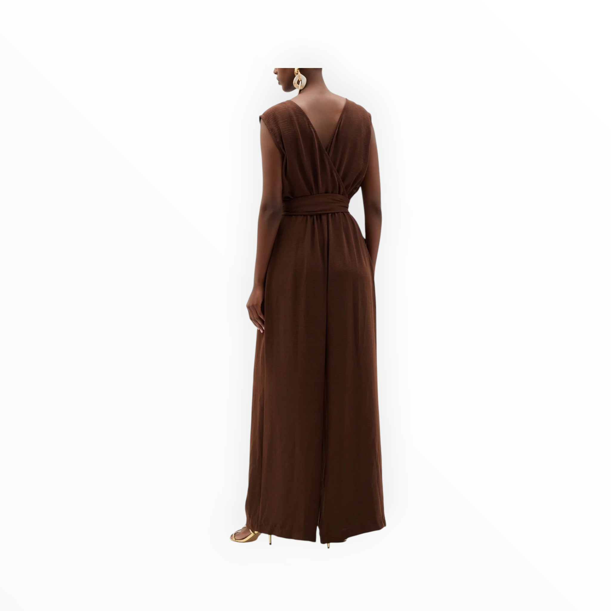 Joseph Ribkoff Wide Leg Pull-On Jumpsuit - Mahogany Brown