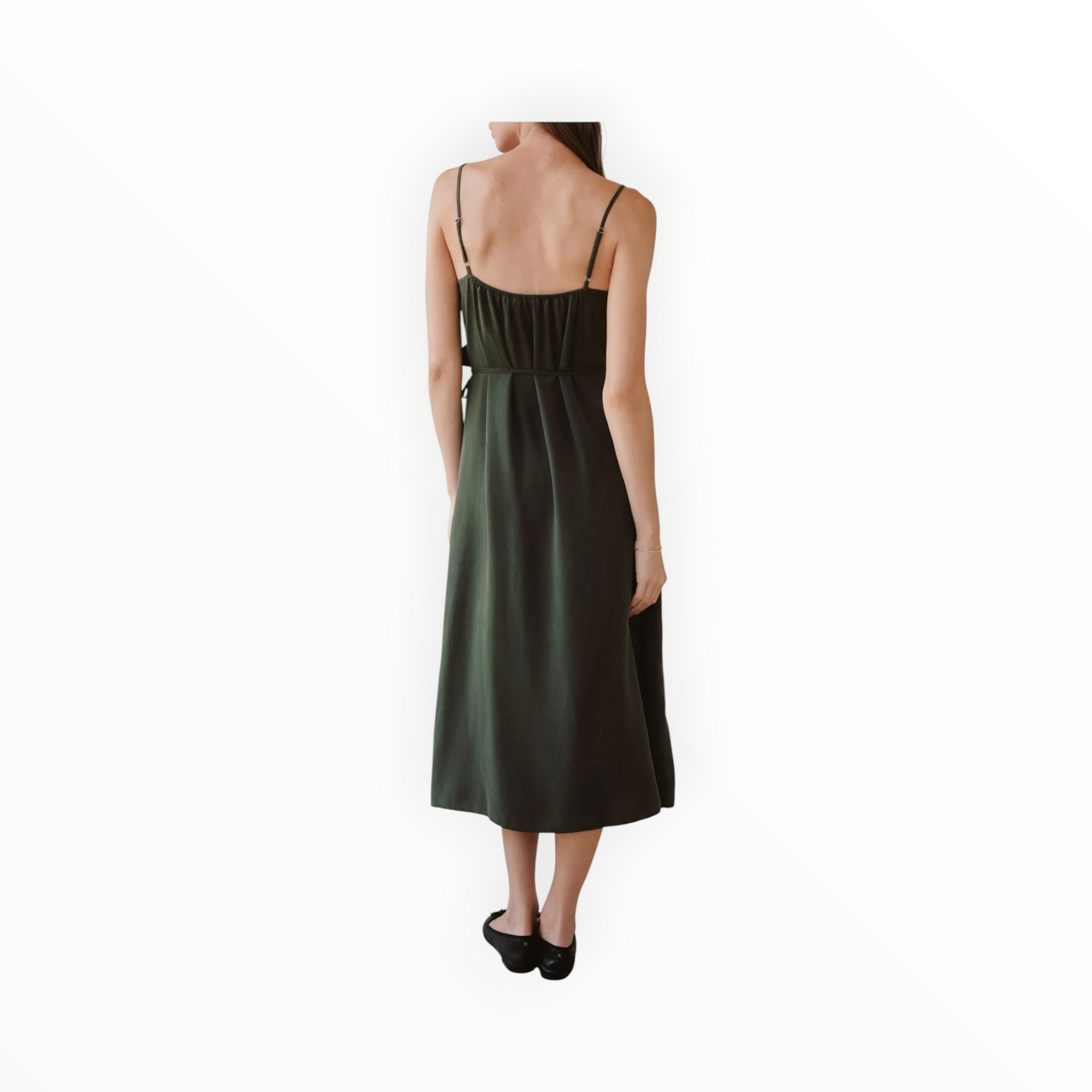 Bella Dahl Ruffle Cami Midi Dress - Forest Army