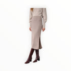 White + Warren Metallic Shine Ribbed Skirt - Mauve Shine