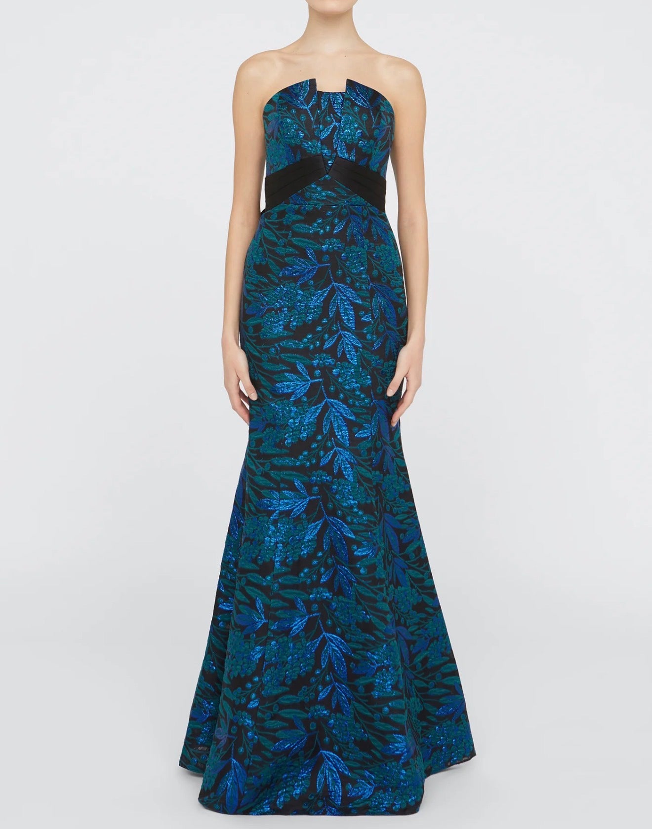 THEIA Fernanda Strapless Gown - Black/Emerald