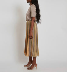 Maison Lurex Gala Pleated Skirt - April Moon/Green