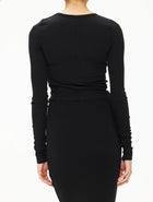 ÉTERNE Cropped Long Sleeve Fitted Top - Black