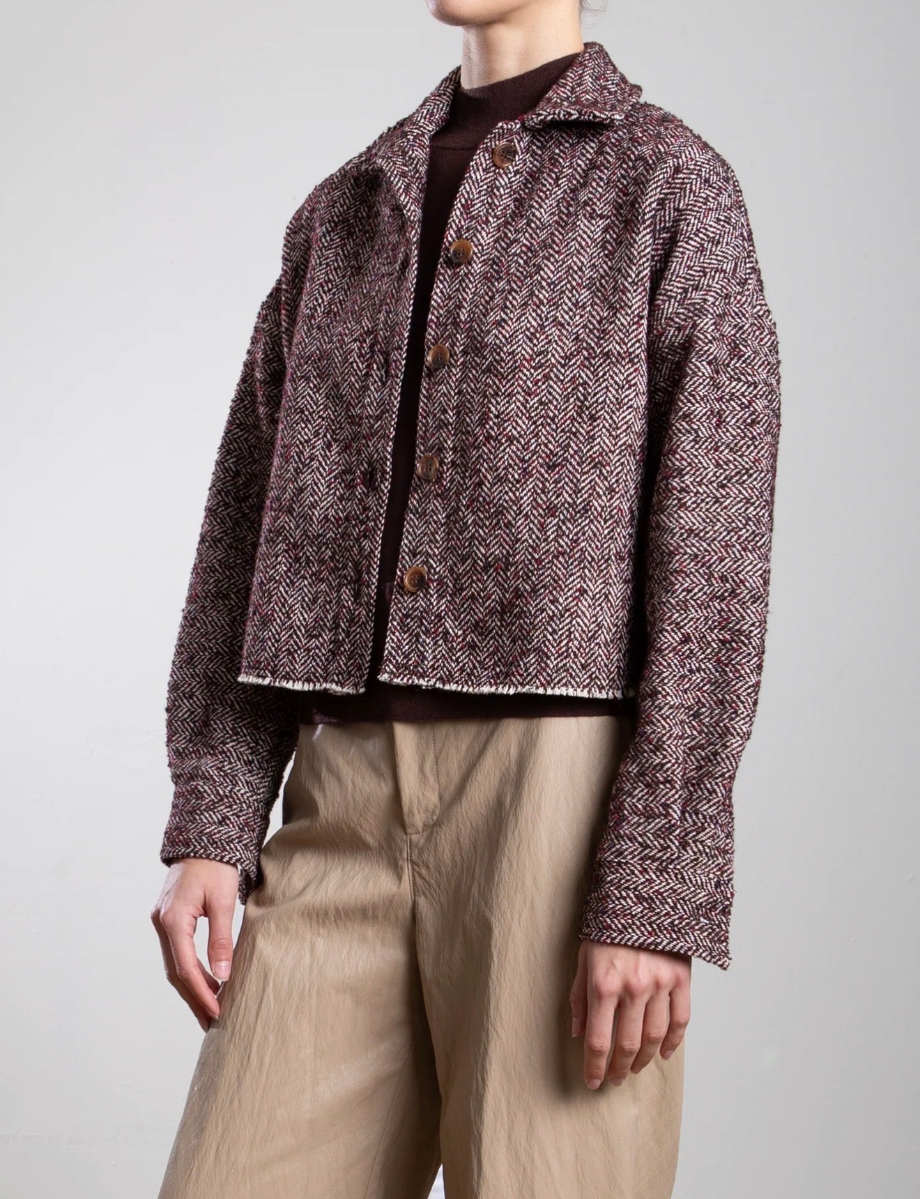 Pharaoh Esme Shirt in Herringbone - Burgundy