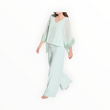 Joseph Ribkoff Chiffon Poncho Top With Novelty Trim - Pistachio