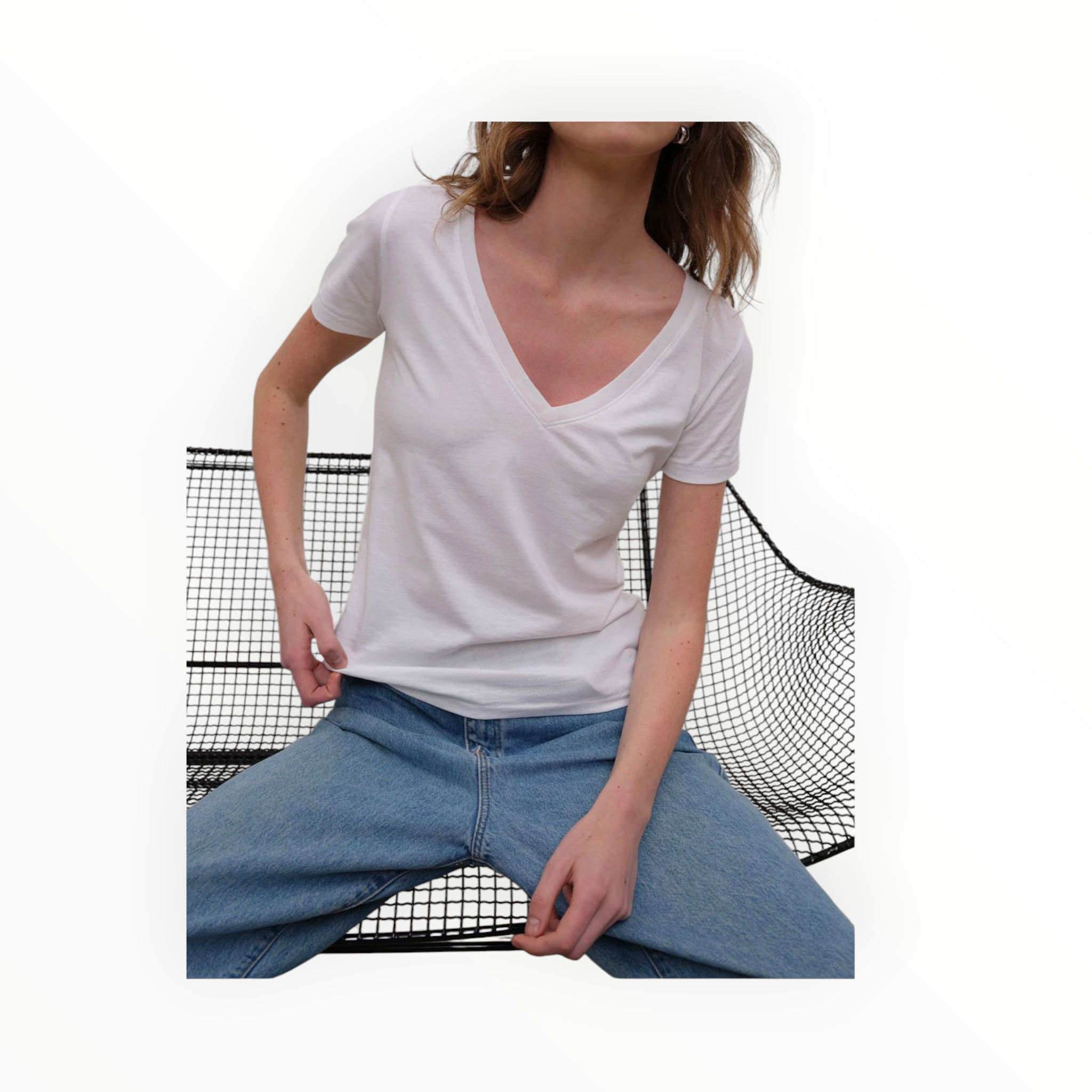 Goldie LeWinter Cleo V Neck Tee - White