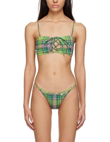 GANNI Seersucker Bikini Bottom - Lagoon