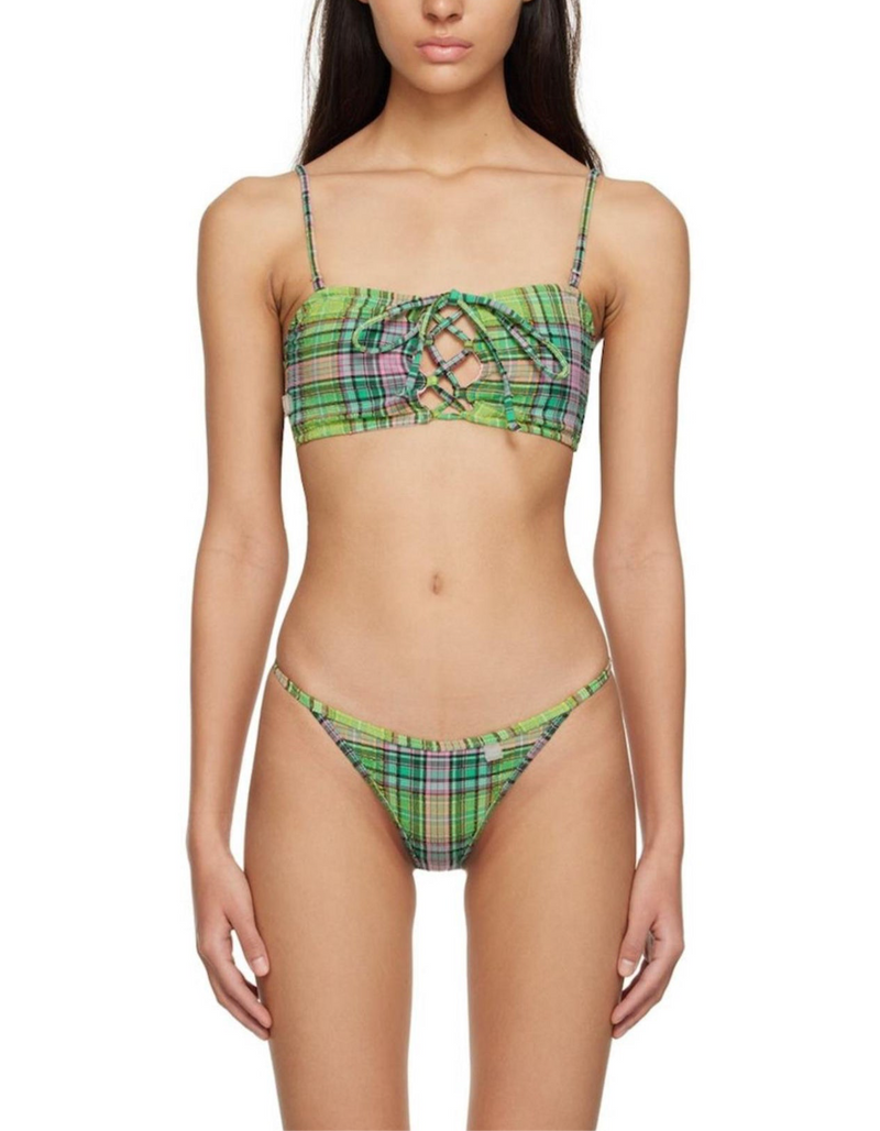 GANNI Seersucker Bikini Bottom - Lagoon