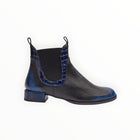 AUDLEY Mory Leather Ankle Bootie With Low Heel - Black/Blue