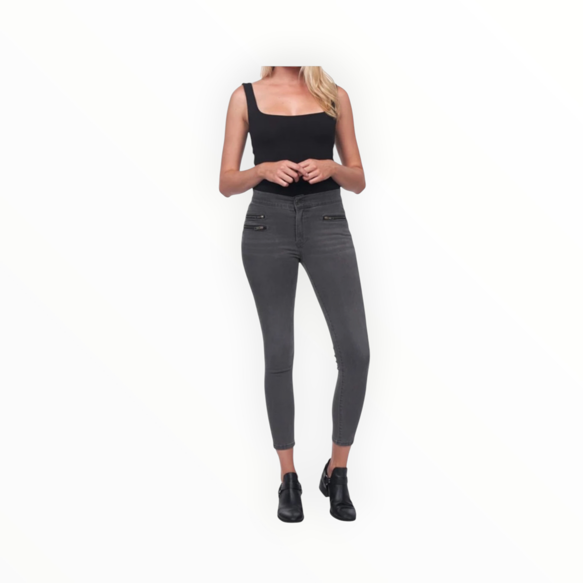 Etienne Marcel Skinny Moto Ankle Jeans W/Zipper Accent Pockets