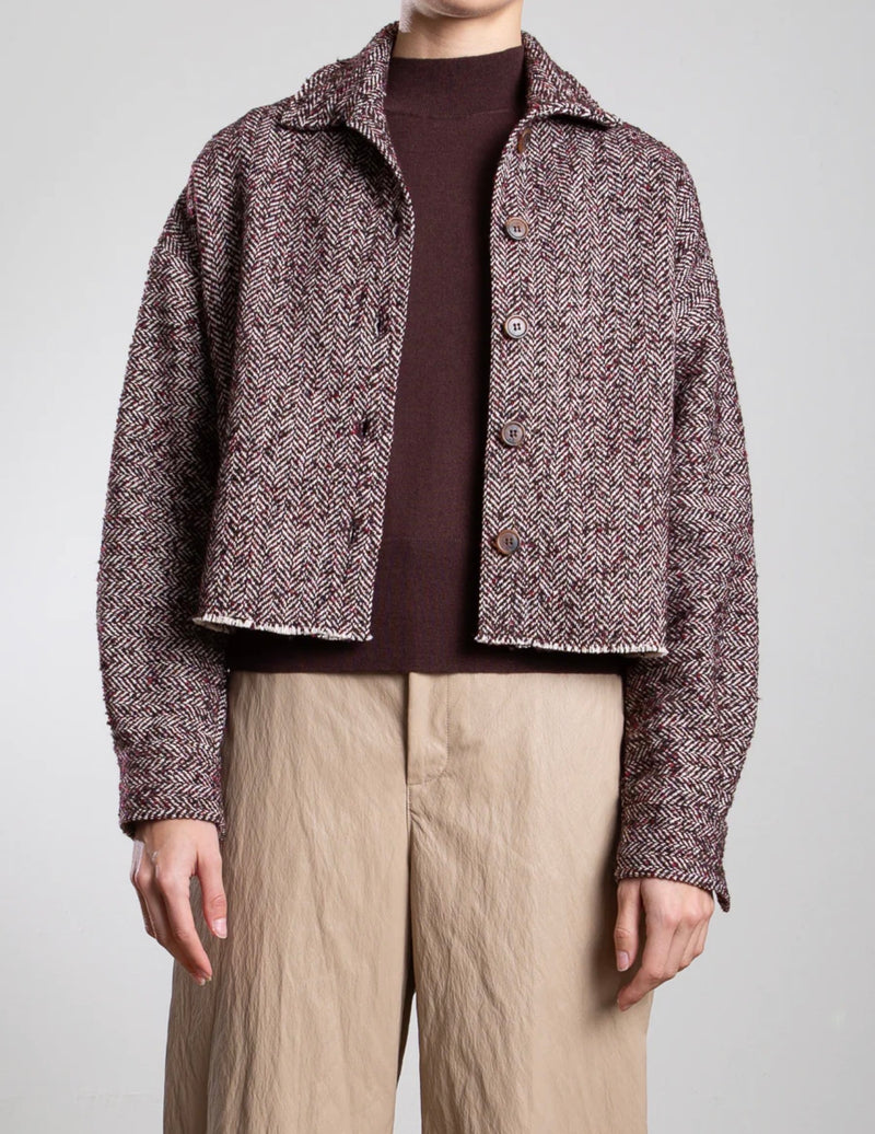 Pharaoh Esme Shirt in Herringbone - Burgundy