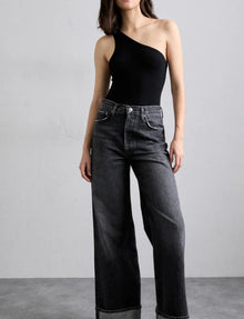 AGOLDE Brita One Shoulder Tank - Black