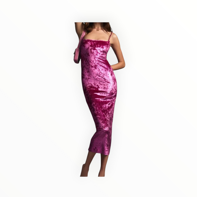 Delfi Collective Kim Crushed Velvet Slip Dress - Pink