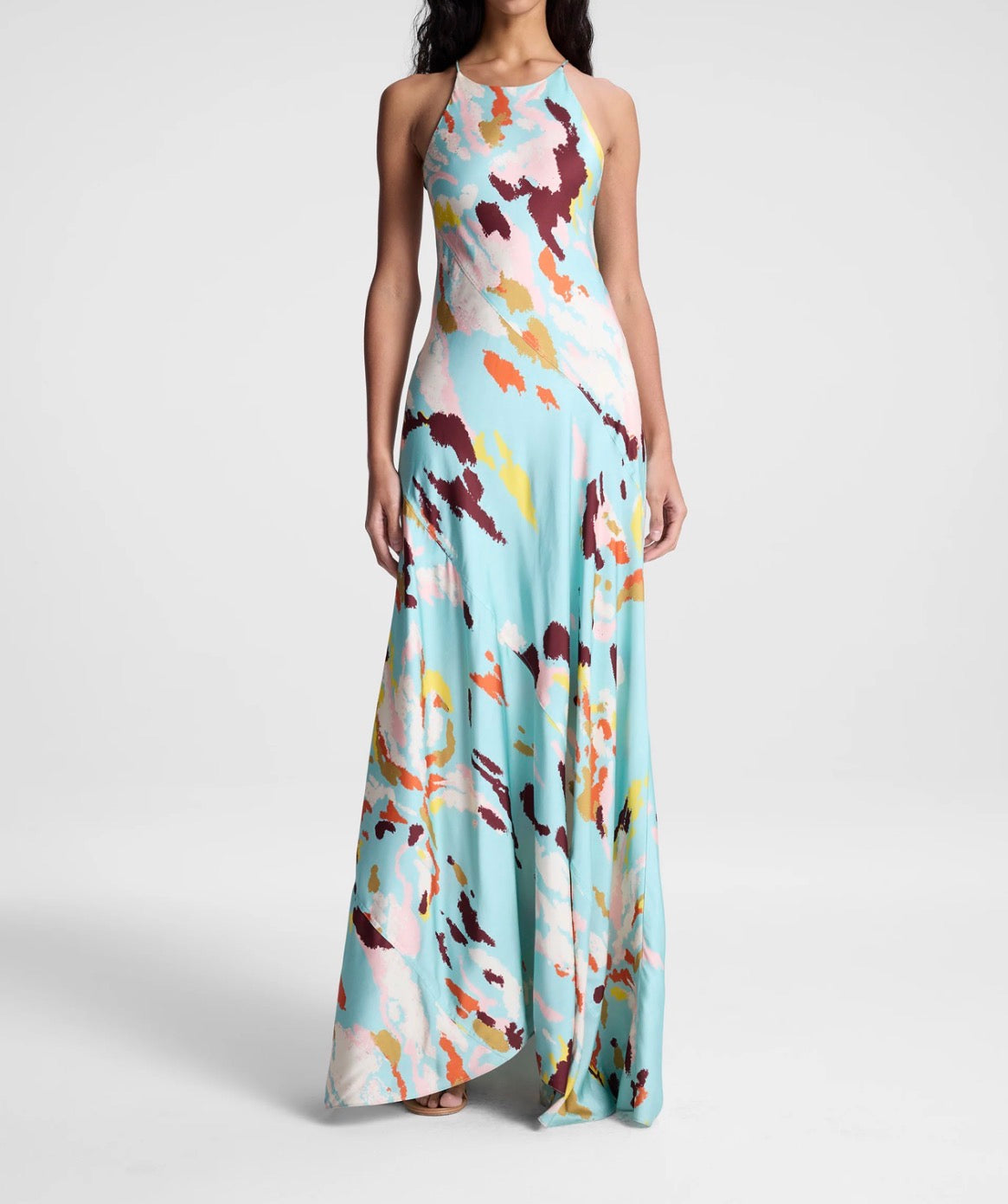 A.L.C. Sybil Printed Satin Maxi Dress - Mint Multi