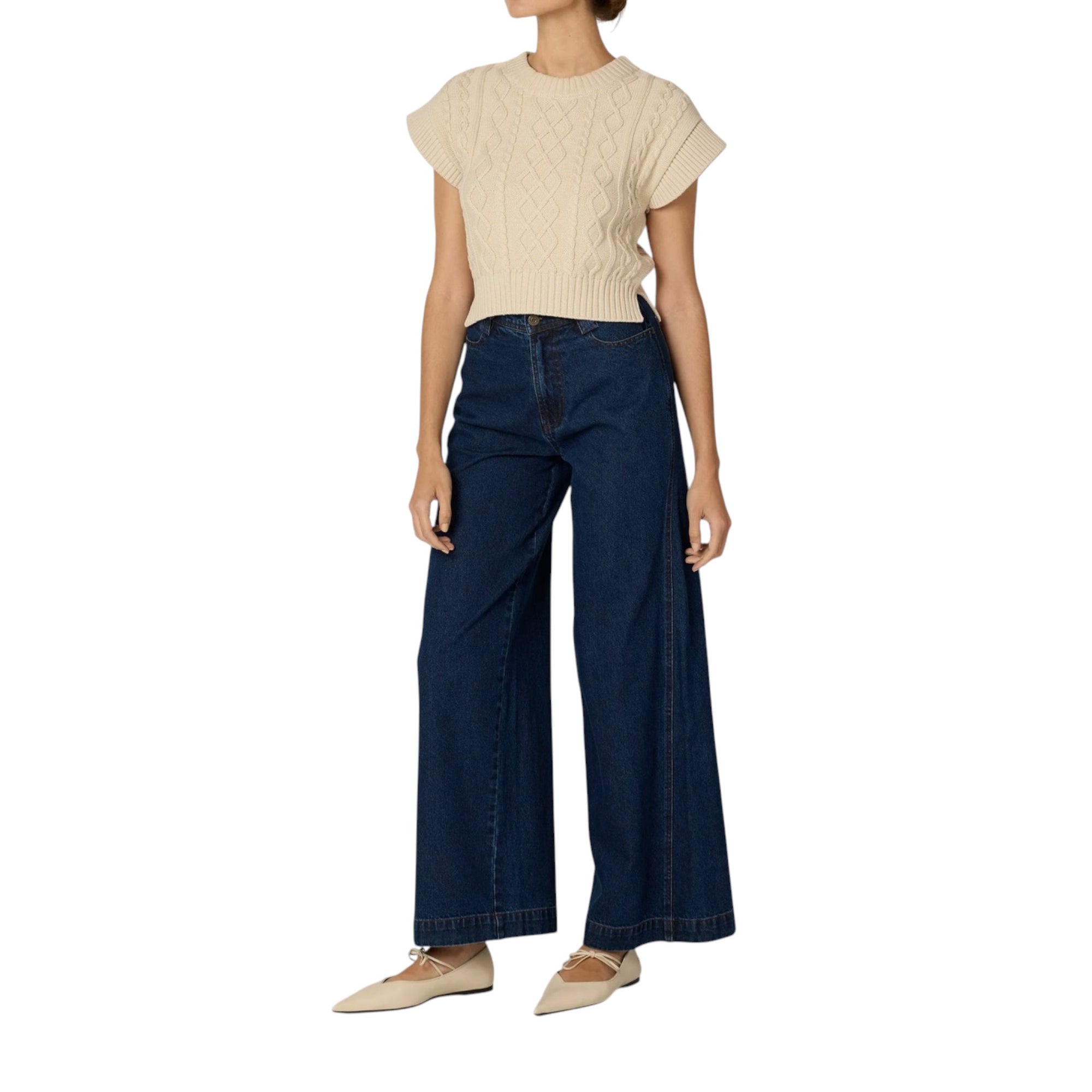 Cleobella Gigi Cropped Sweater Vest - Cream