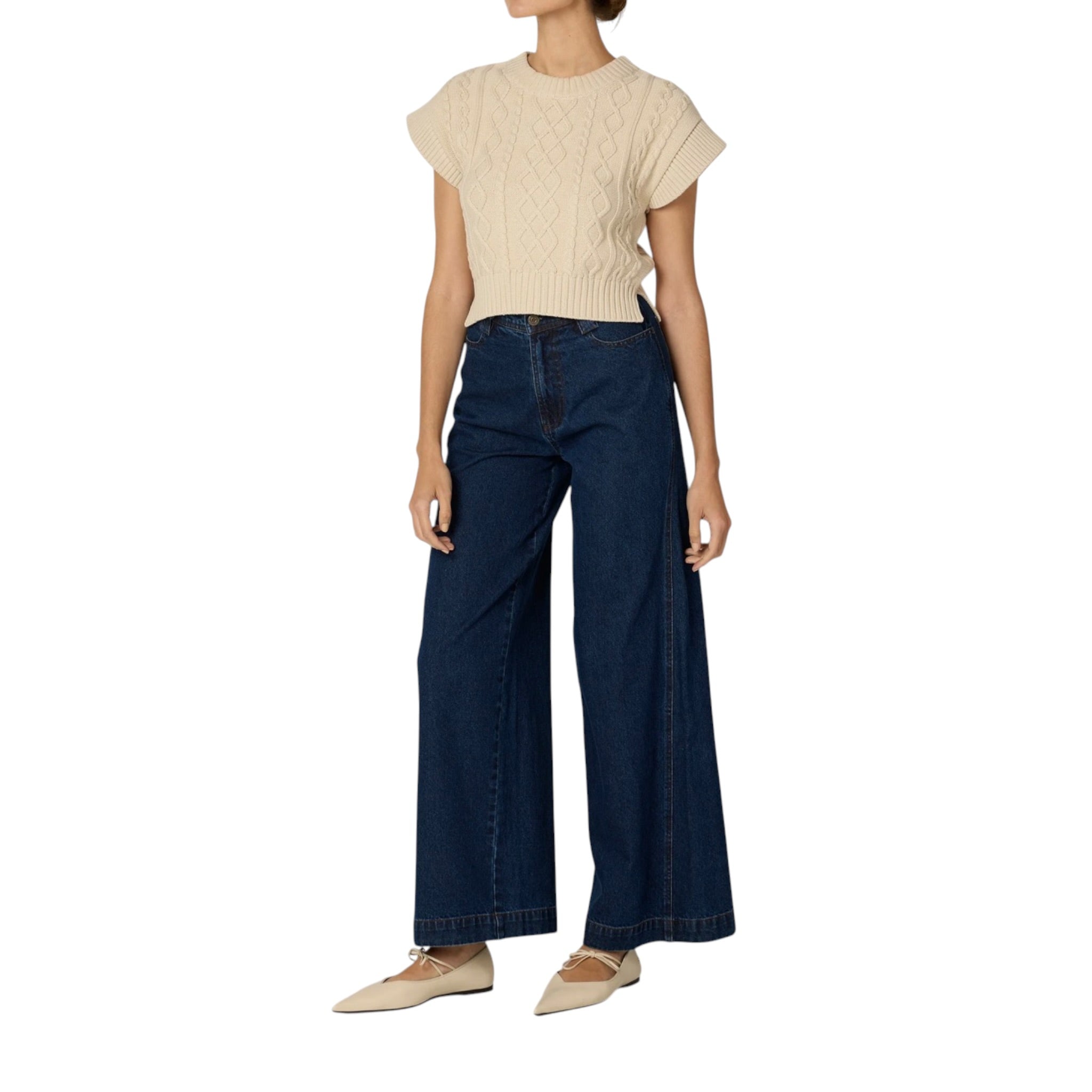 Cleobella Gigi Cropped Sweater Vest - Cream