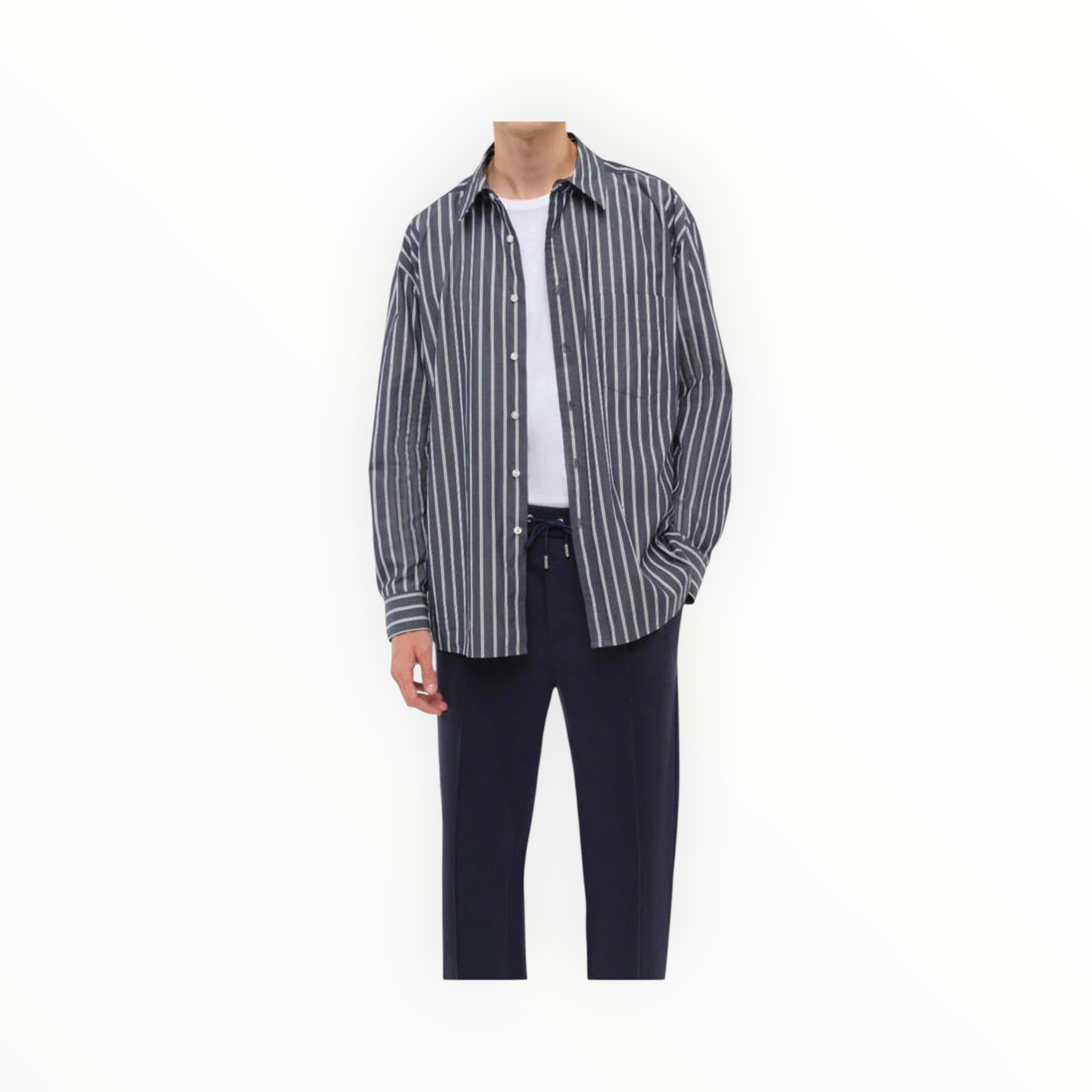 SIMKHAI Khailed Oversized Shirt - Navy Stripe