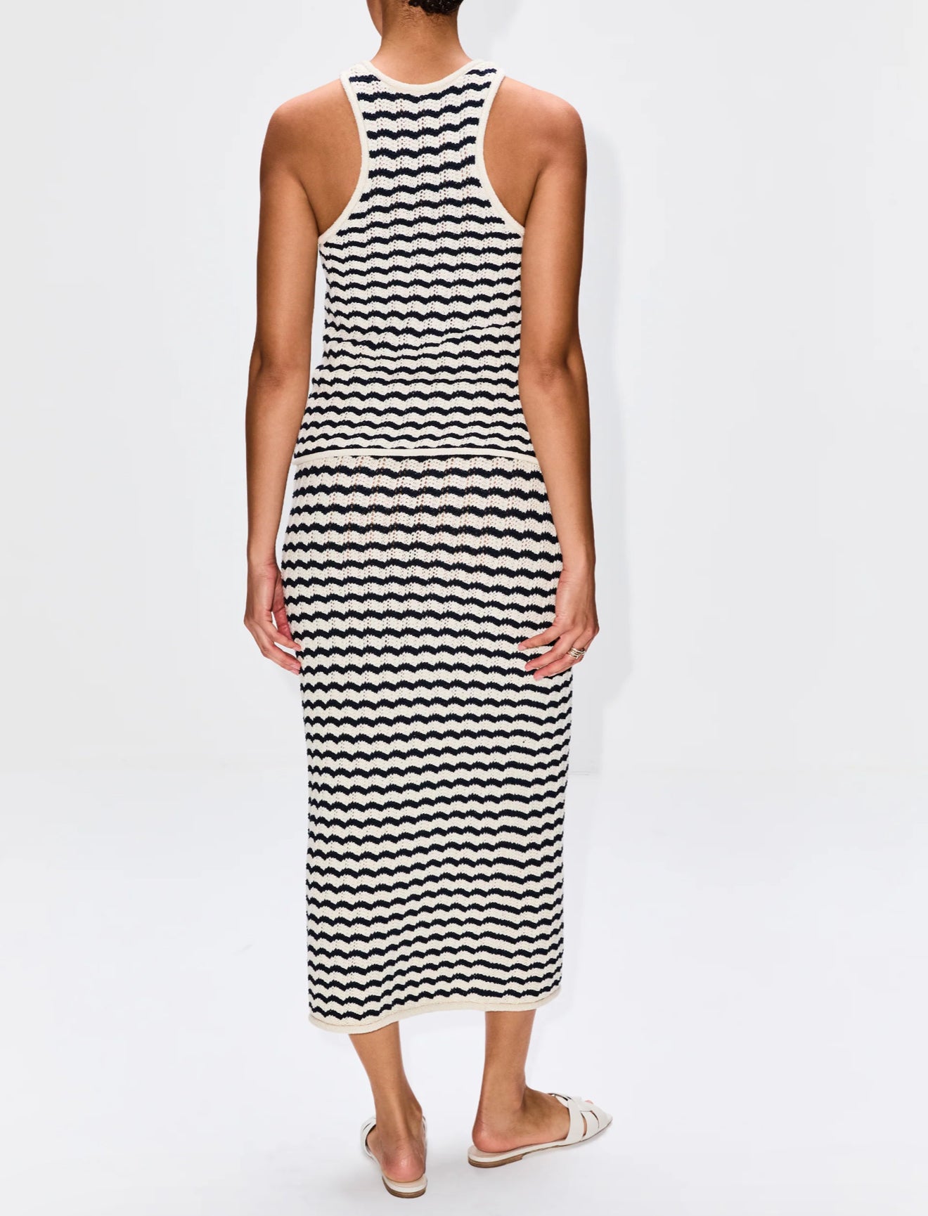 A.L.C. Alexis Striped Knit Skirt - Parchment/Navy