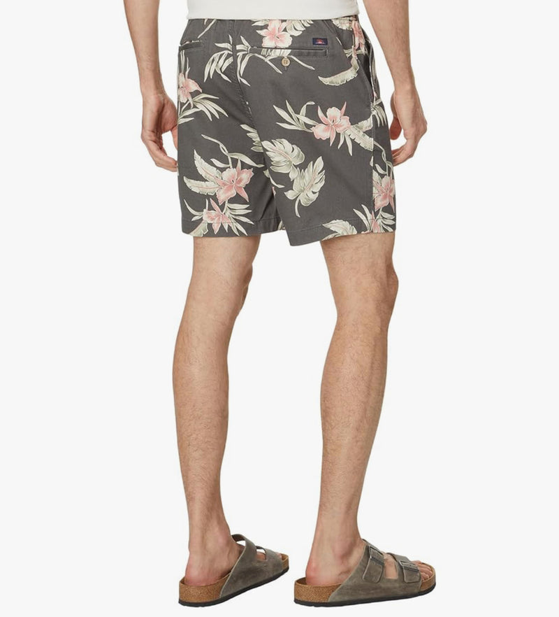 Faherty Essential Drawstring Shorts 6.5" - Charcoal Island Air Orchid