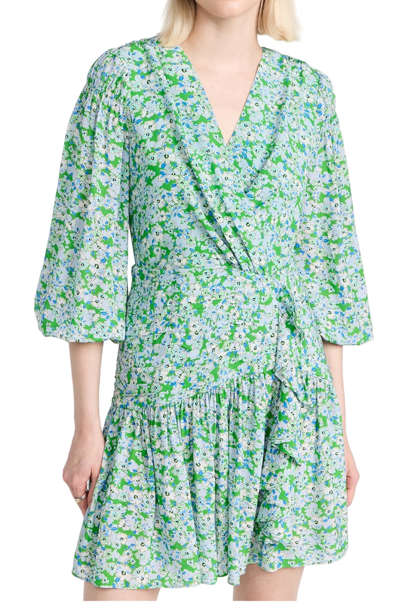Shoshanna Nicola Floral Print Ruffle Dress - Spring Green Multi