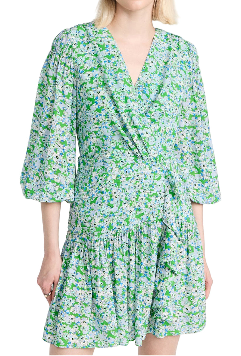 Shoshanna Nicola Floral Print Ruffle Dress - Spring Green Multi