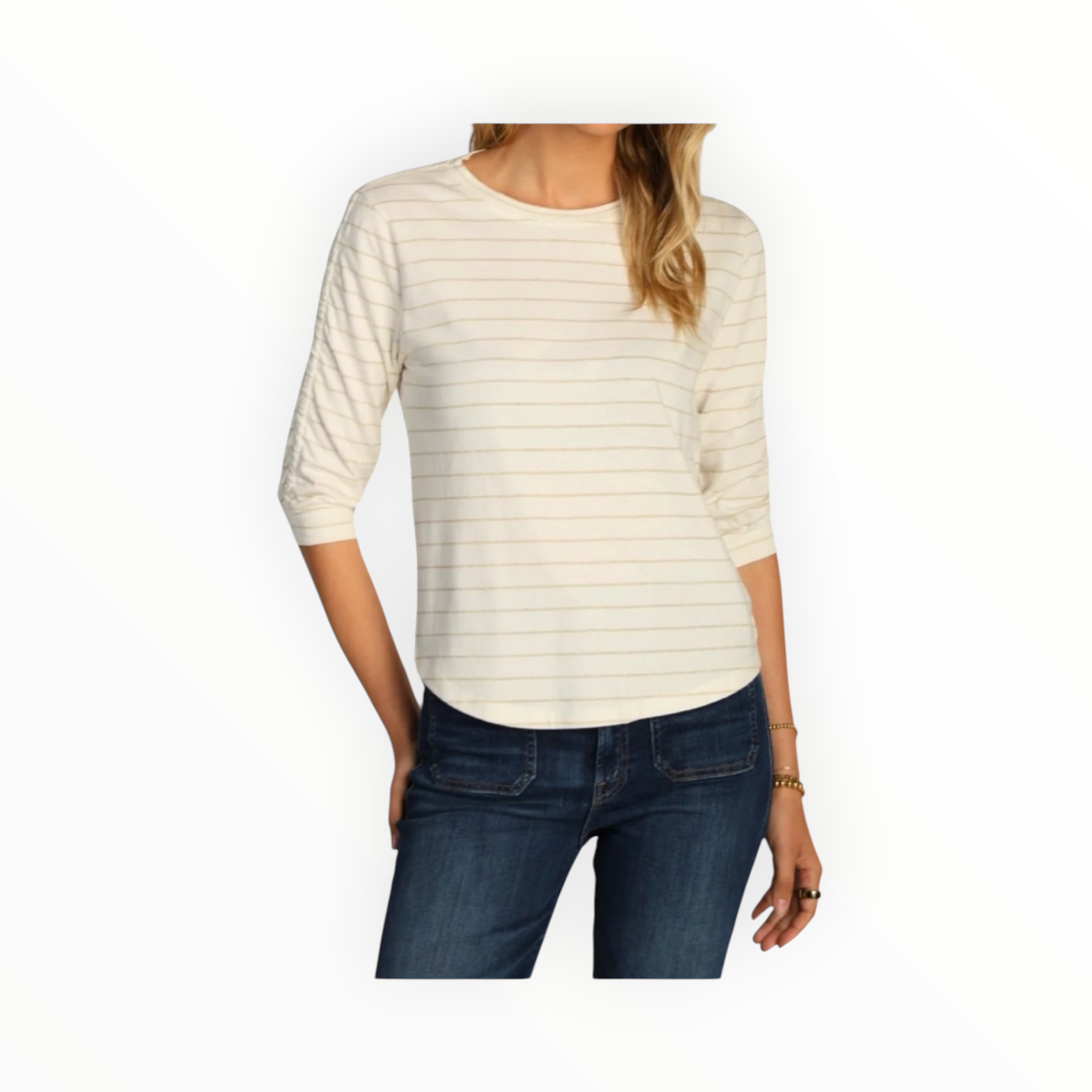dylan Julia Stripe Knit - White/Gold