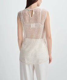 Rue Sophie Ananya Sequinced Mesh Top - Crème