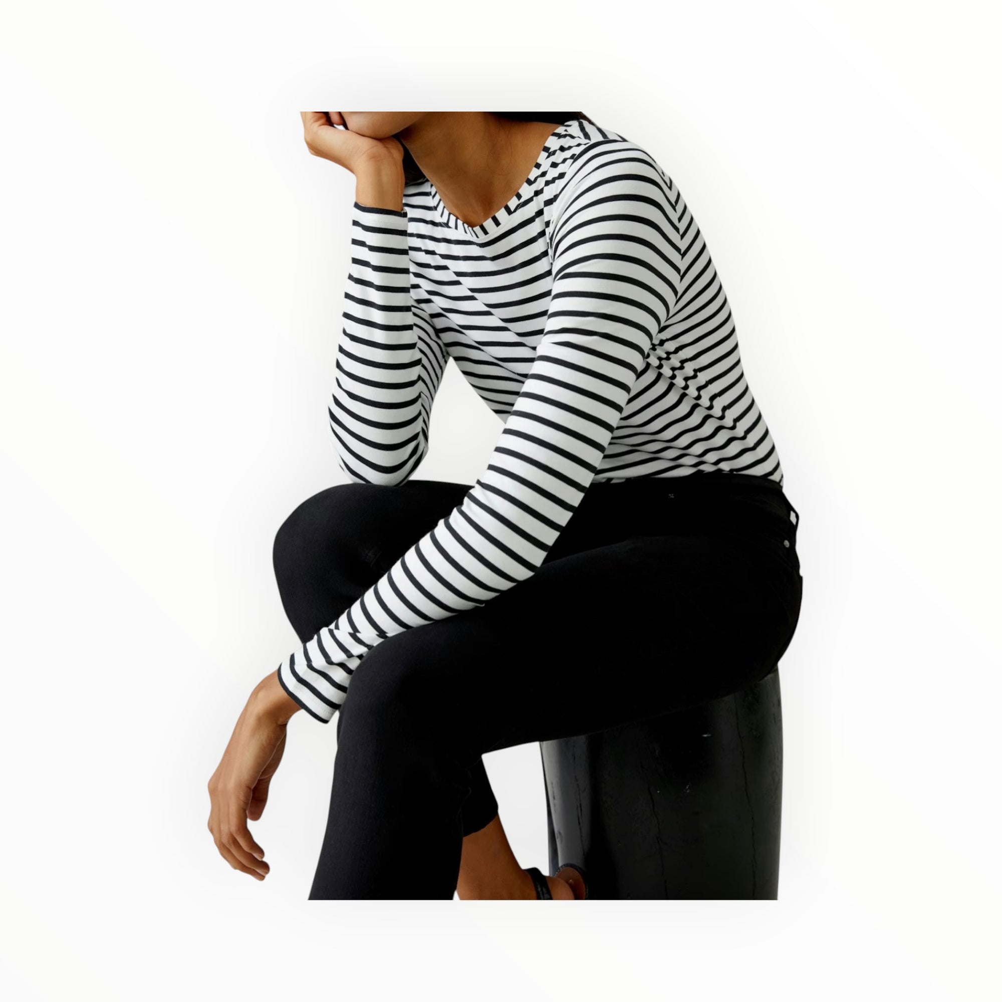 Oui Sumiko Shirt - Black/Off White