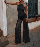 NIGHTCAP Lotus Lace Apron Fringe Top - Black