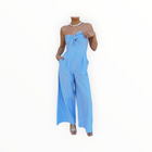 Lavender Brown Tessa Romper - Blue/White Stripe